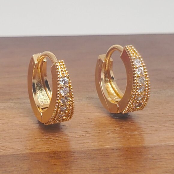 14K Gold Womens Small 2ct Diamond Hoop Earrings Ladies NEW 14 K Silver Jewelry